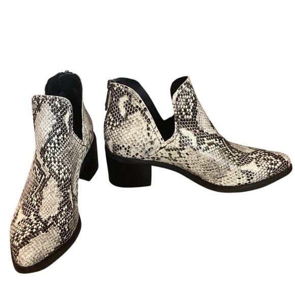 Blondo Womens Eliza Bootie Boots Waterproof US 9M 9 M Snakeskin Black Leather - Picture 1 of 10